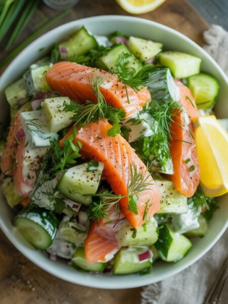 smoked salmon cucumber salad